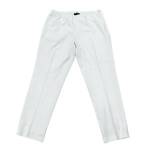 KAREN KANE OFF WHITE SIDE ZIP ELASTIC WAIST LINED ANKLE PANTS